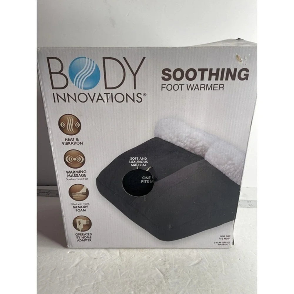 Body Innovations Soothing Foot Warmer Heat Vibration Massage‎ Memory Foam New